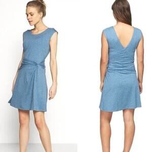 Patagonia Womens Seabrook Twist Front Dress Small Blue Surplice Back